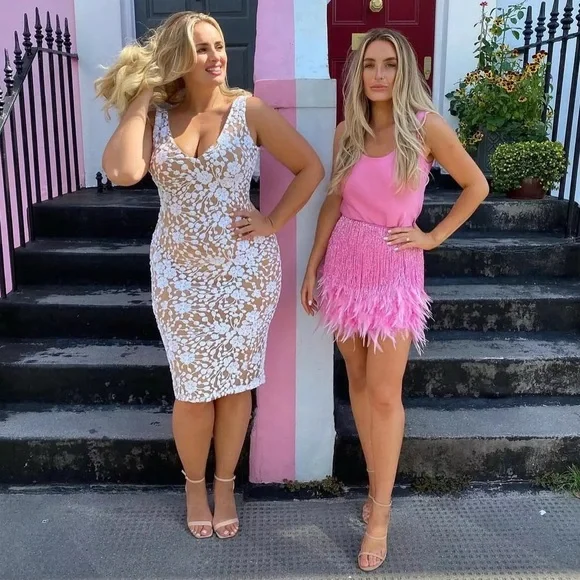 Ballerina Pink Sexy Fringe Feather Skirt Set With Tassles, 2 Piece Set - Picture 7 of 10